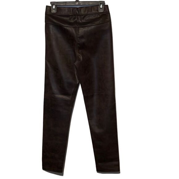 MAX‎ STUDIO Womens Faux Leather Pants Size M Distressed Look Brown Pull-On - Picture 2 of 7